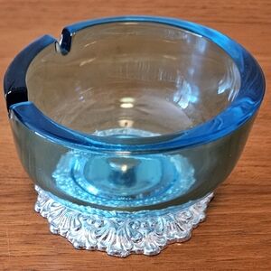 Vintage ashtray blue silver GUC